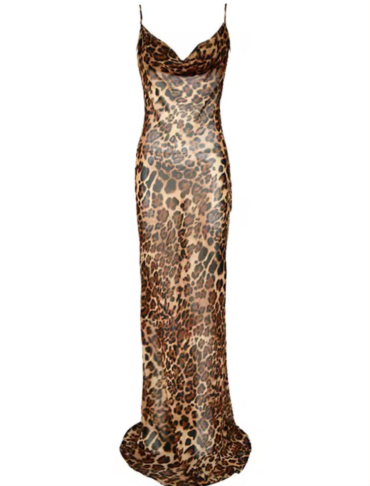 Vestido largo de estampado de leopardo