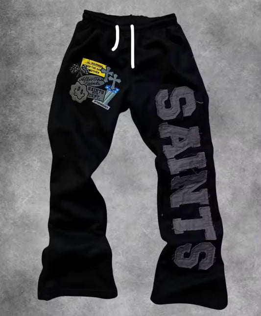 Pantalones anchos desgastados